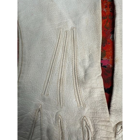 6 pr Vintage Gloves 50s to 70s White Leather With Flaws - Picture 13 of 14